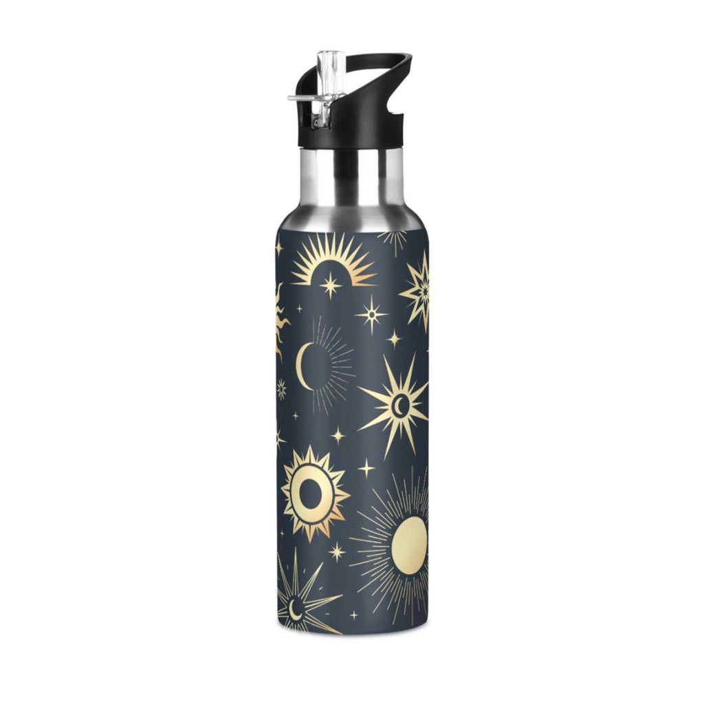 Gold Sun Moon Stars Stainless Steel Insulated Water Bottle Z15211