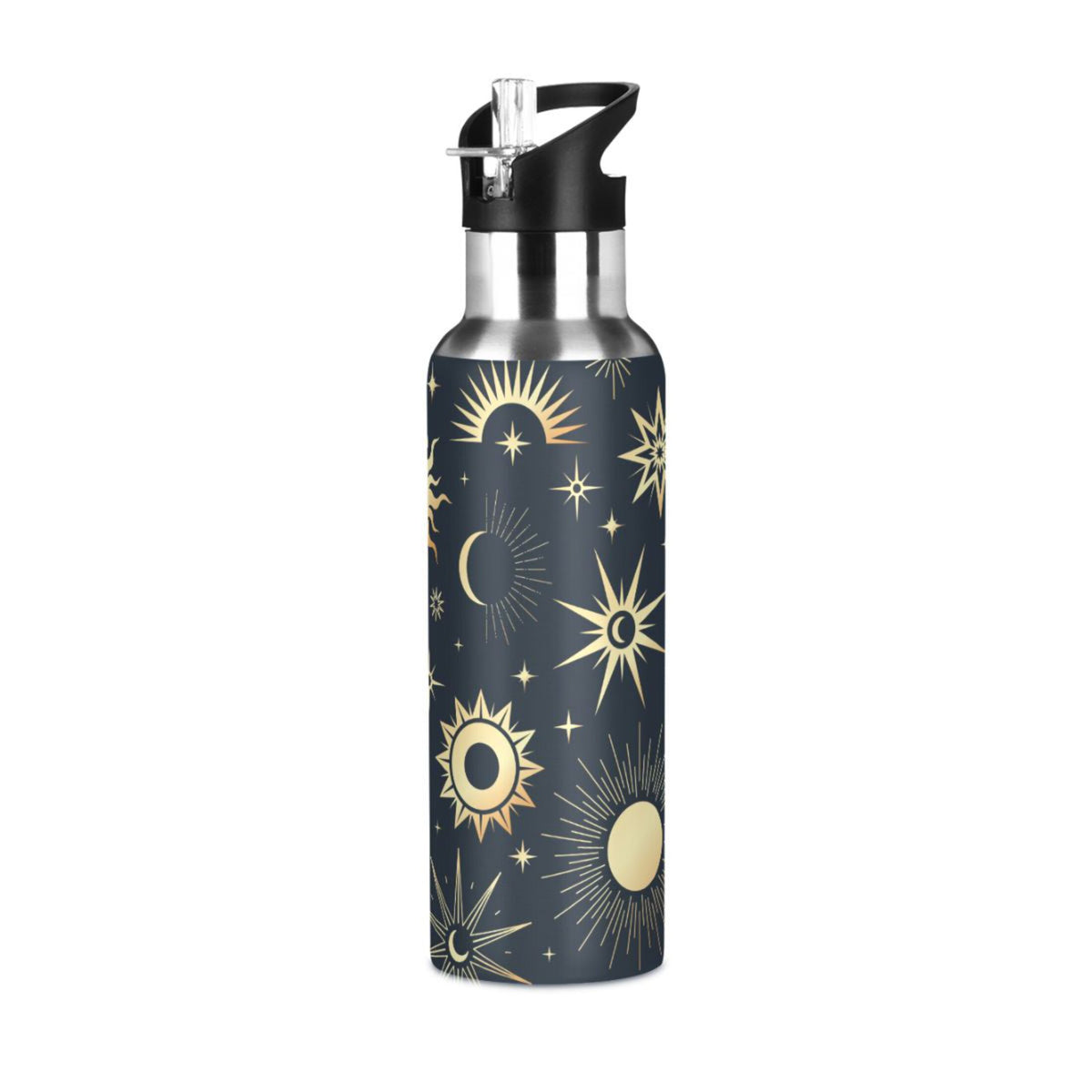 Gold Sun Moon Stars Stainless Steel Insulated Water Bottle Z15211