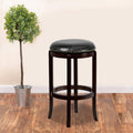Cappuccino Wood Barstool with Black LeatherSoft Swivel Seat G215