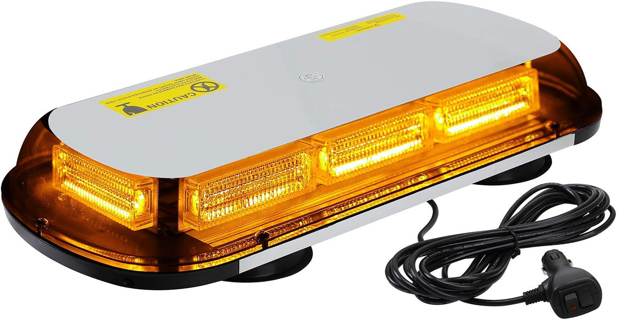 64LED 17" Roof Top Strobe Light Bar with Magnetic Base, Amber/White/Amber G92437