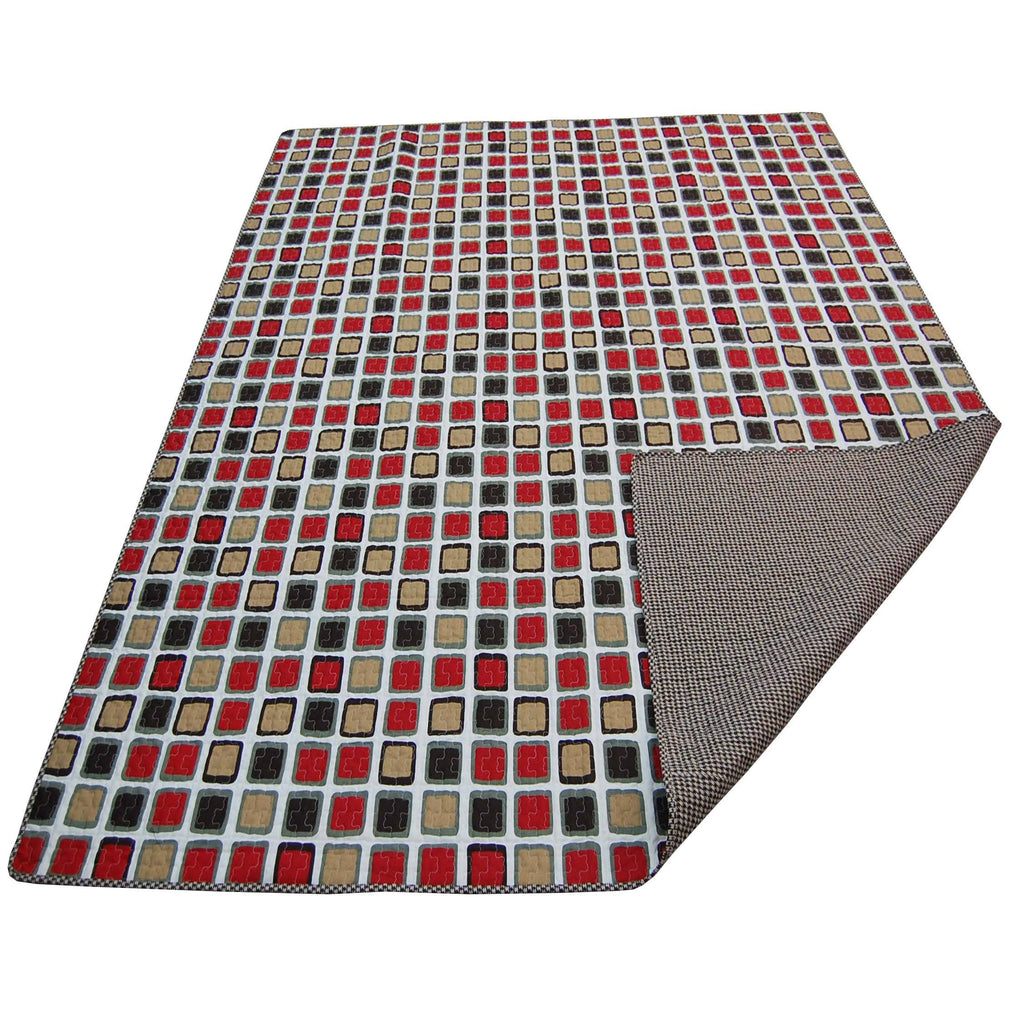 3 Piece Reversible Quilt, Brown - Full - Queen I6478
