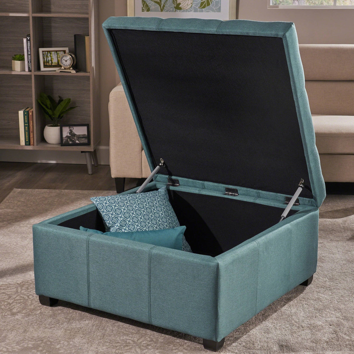 Dark Gray Fabric Storage Ottoman R430