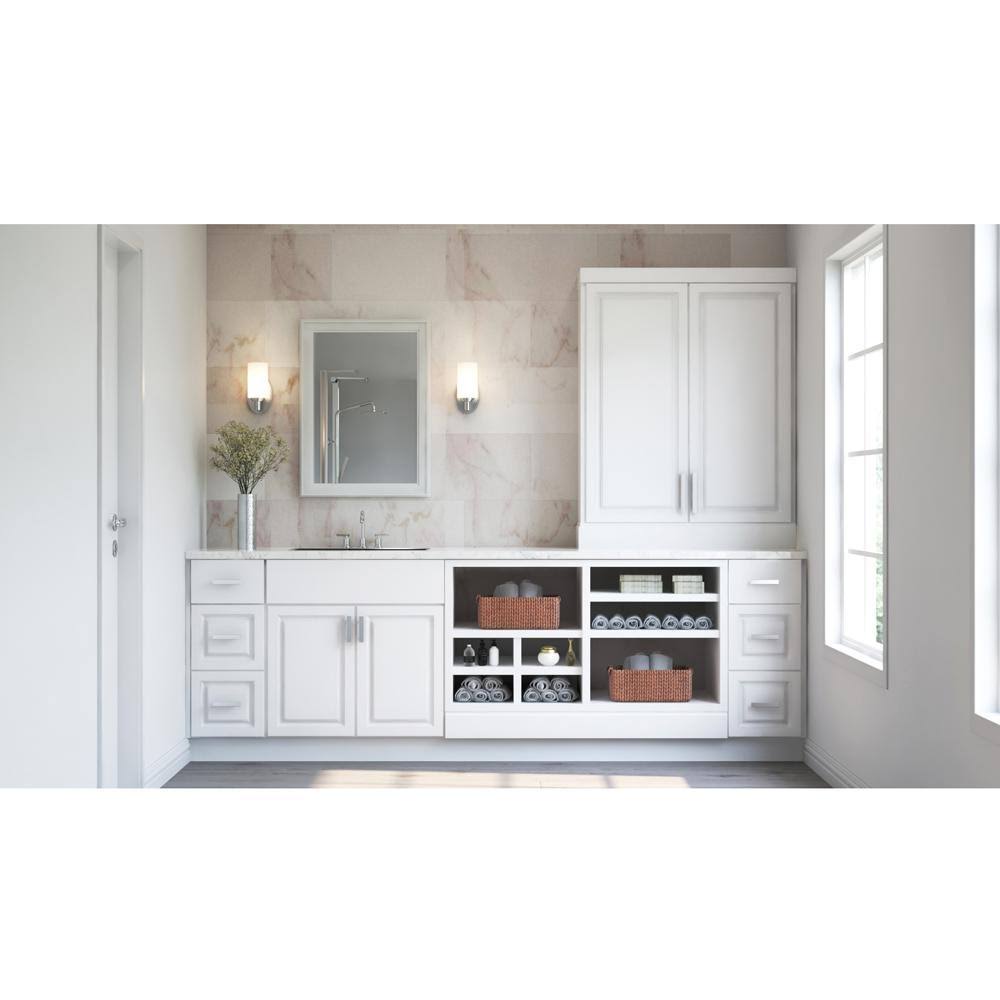 Assembled 36x34.5x24 in. Pots and Pans Drawer Base Kitchen Cabinet in Satin White R9689