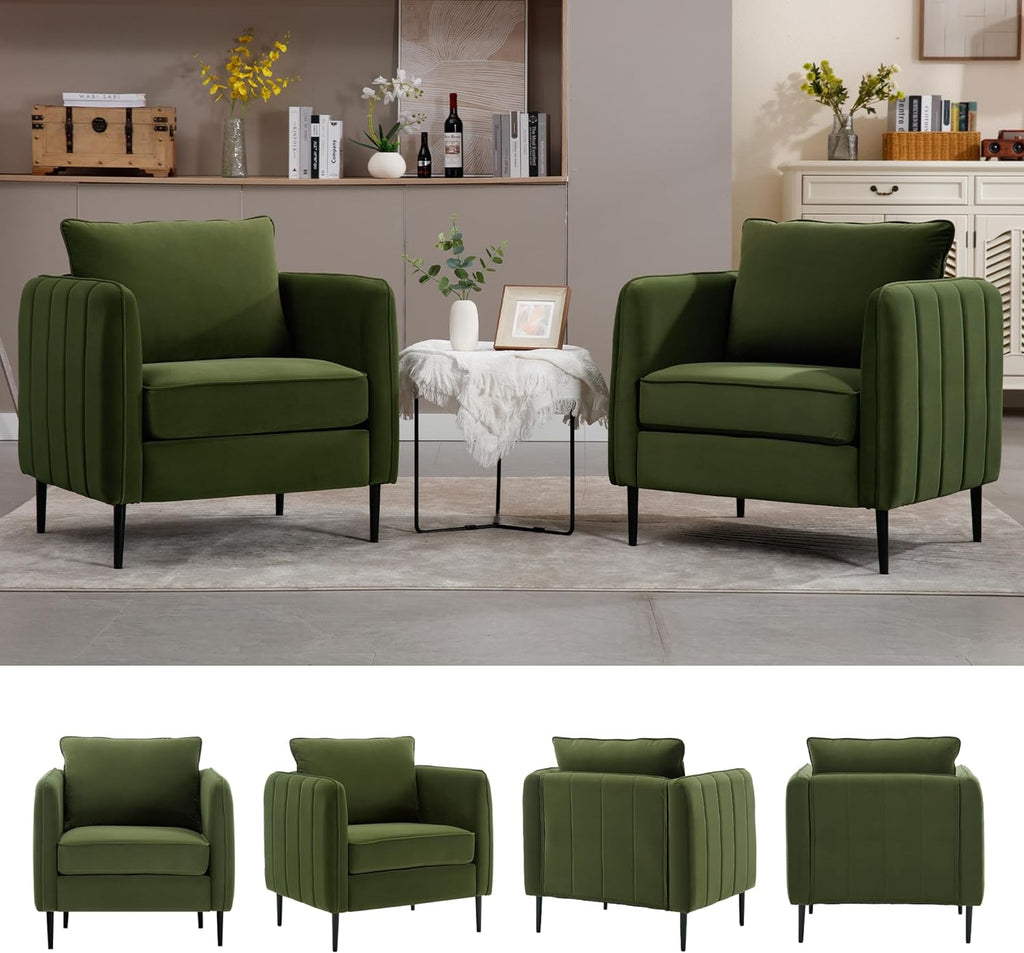 Olive Green Velvet Accent Chair H530