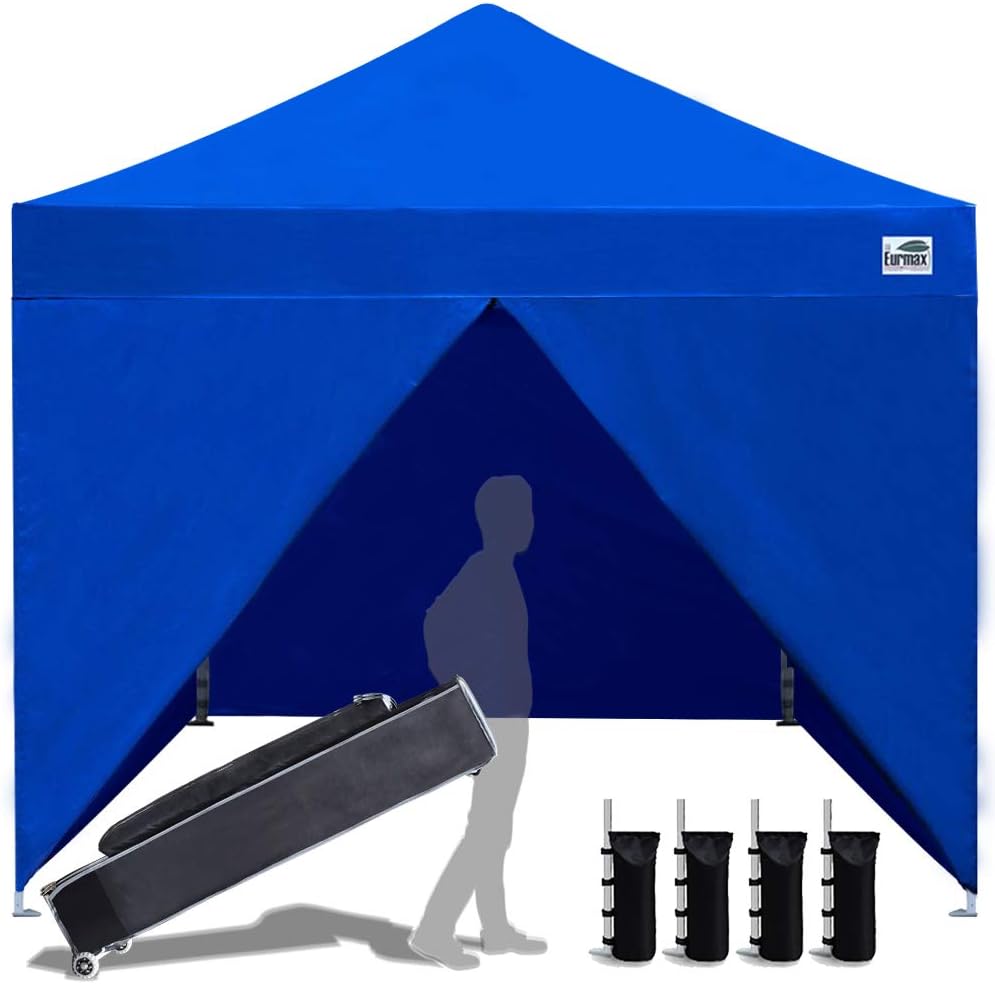 10 x 10 Pop up Canopy Tent with 4 Zippered Sidewalls and Roller Bag U808200