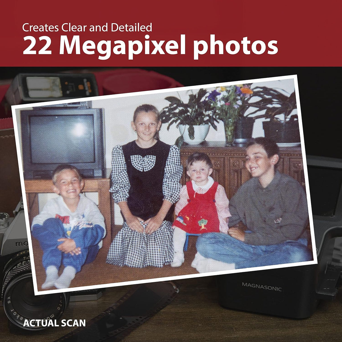 22MP Film Scanner with 5 Display, Converts 35mm/126/110/Super 8 Film & Slides into Digital Photos J813