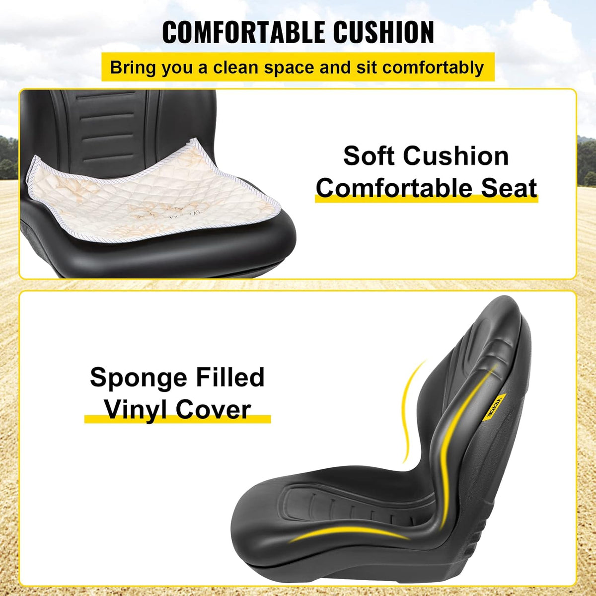 Black Vinyl High Back Tractor Seat Replacement 2 Pcs X6710