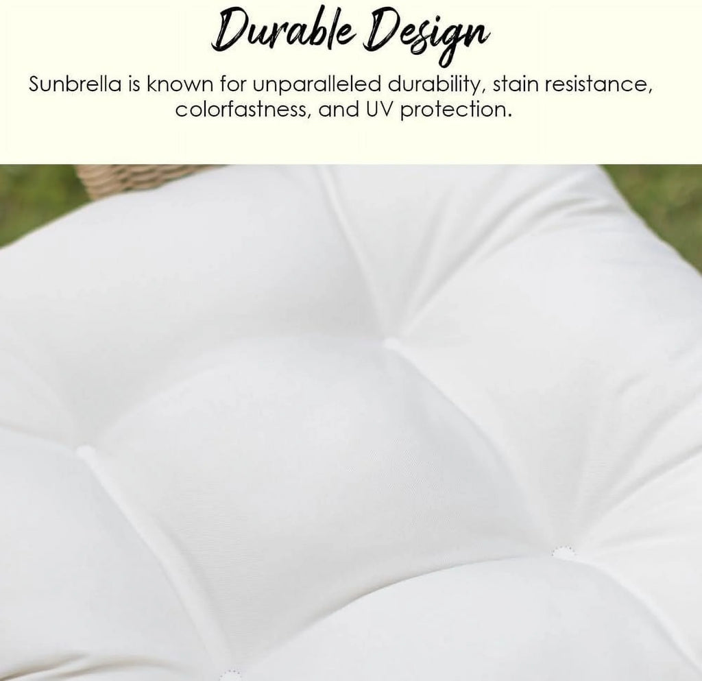 3 Piece Wicker Cushion Set, Tufted Reversible Loveseat Chair Pads M301