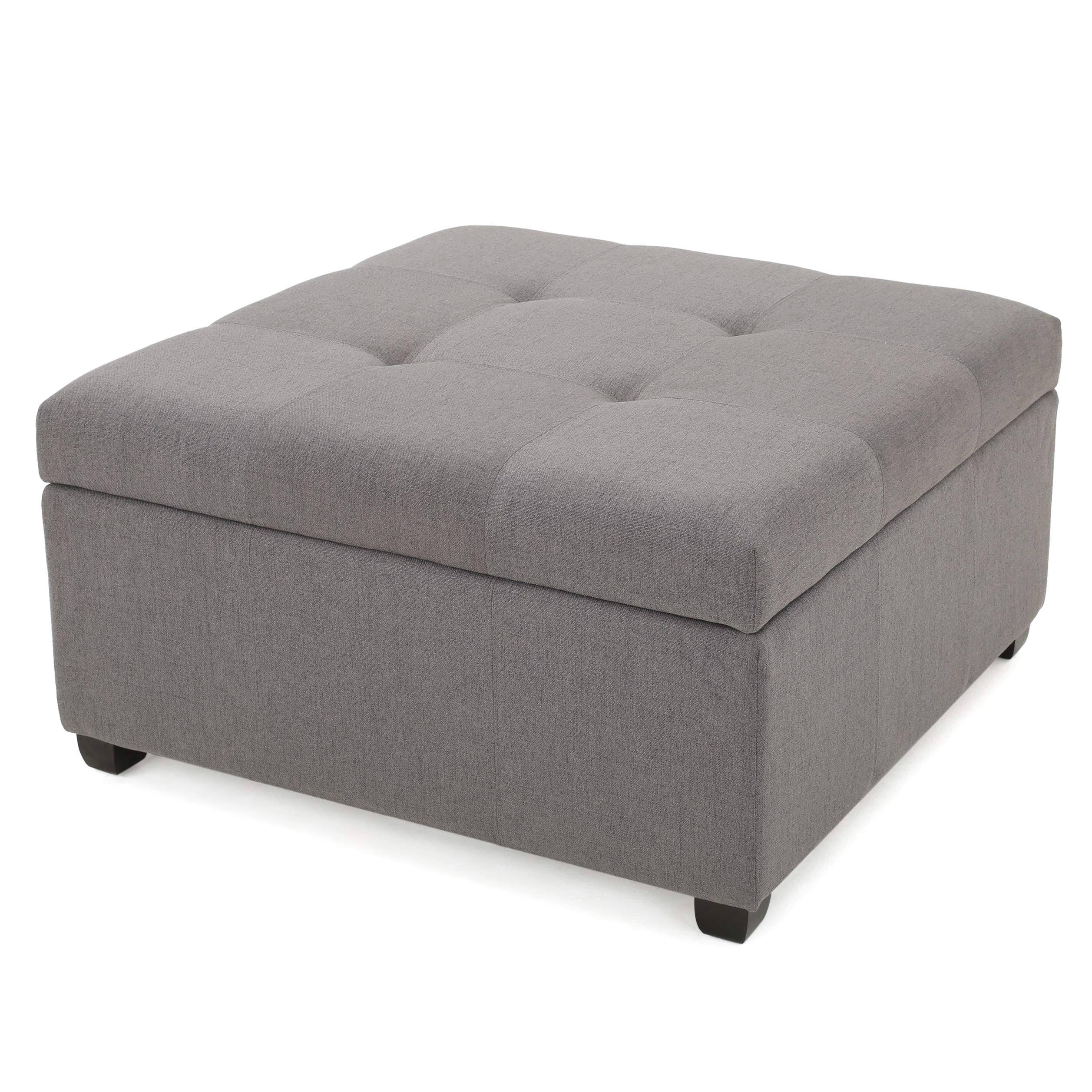 Dark Gray Fabric Storage Ottoman R430