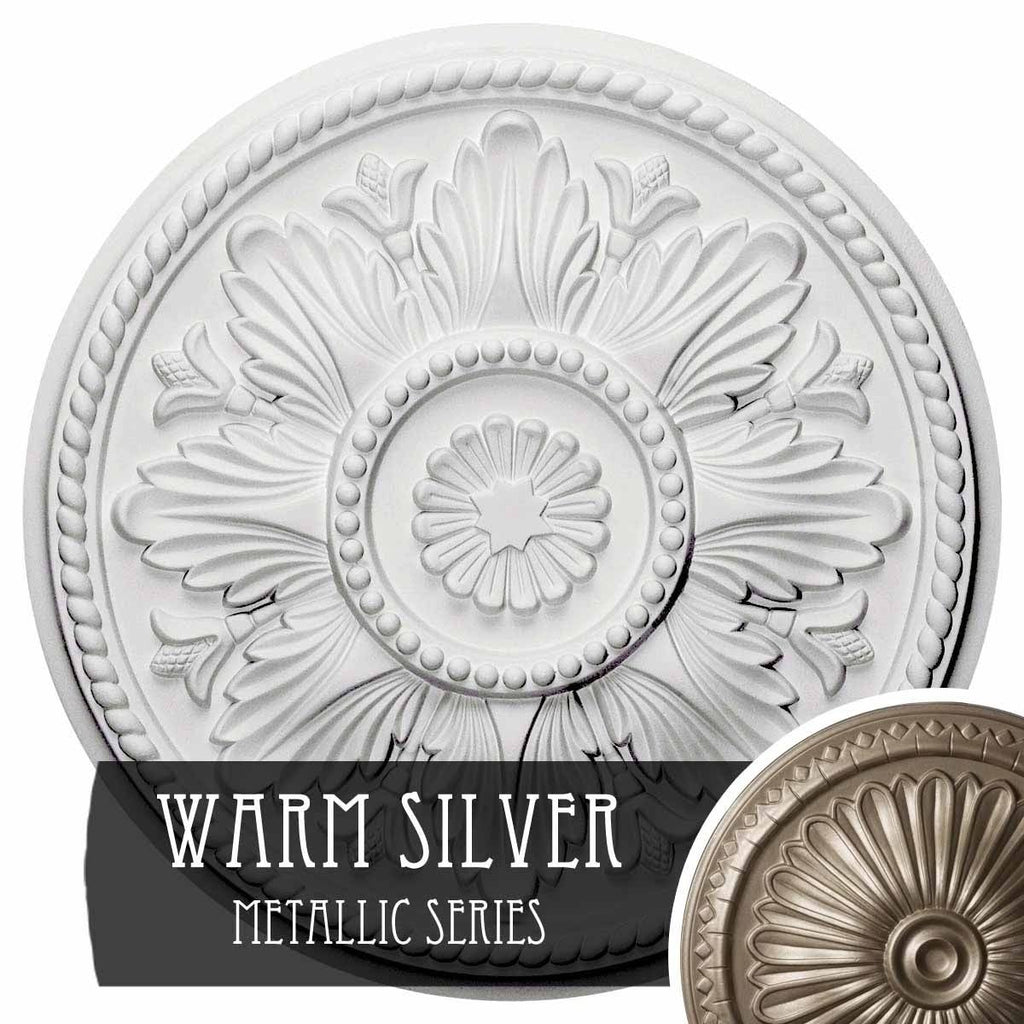 18 inch x 1 3/4 inch Hand-Painted Warm Silver Ceiling Medallion B76189