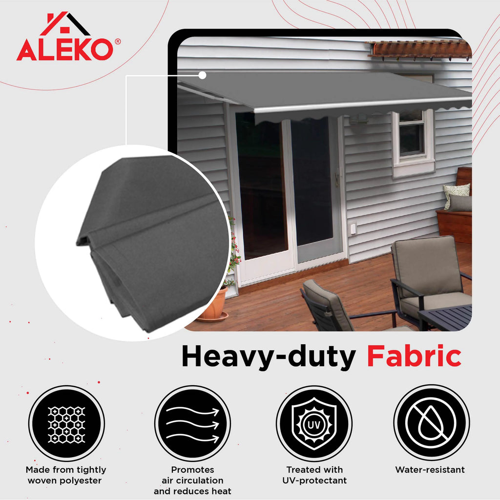 20' x 10' Gray Motorized Retractable Patio Awning with Remote Control M658