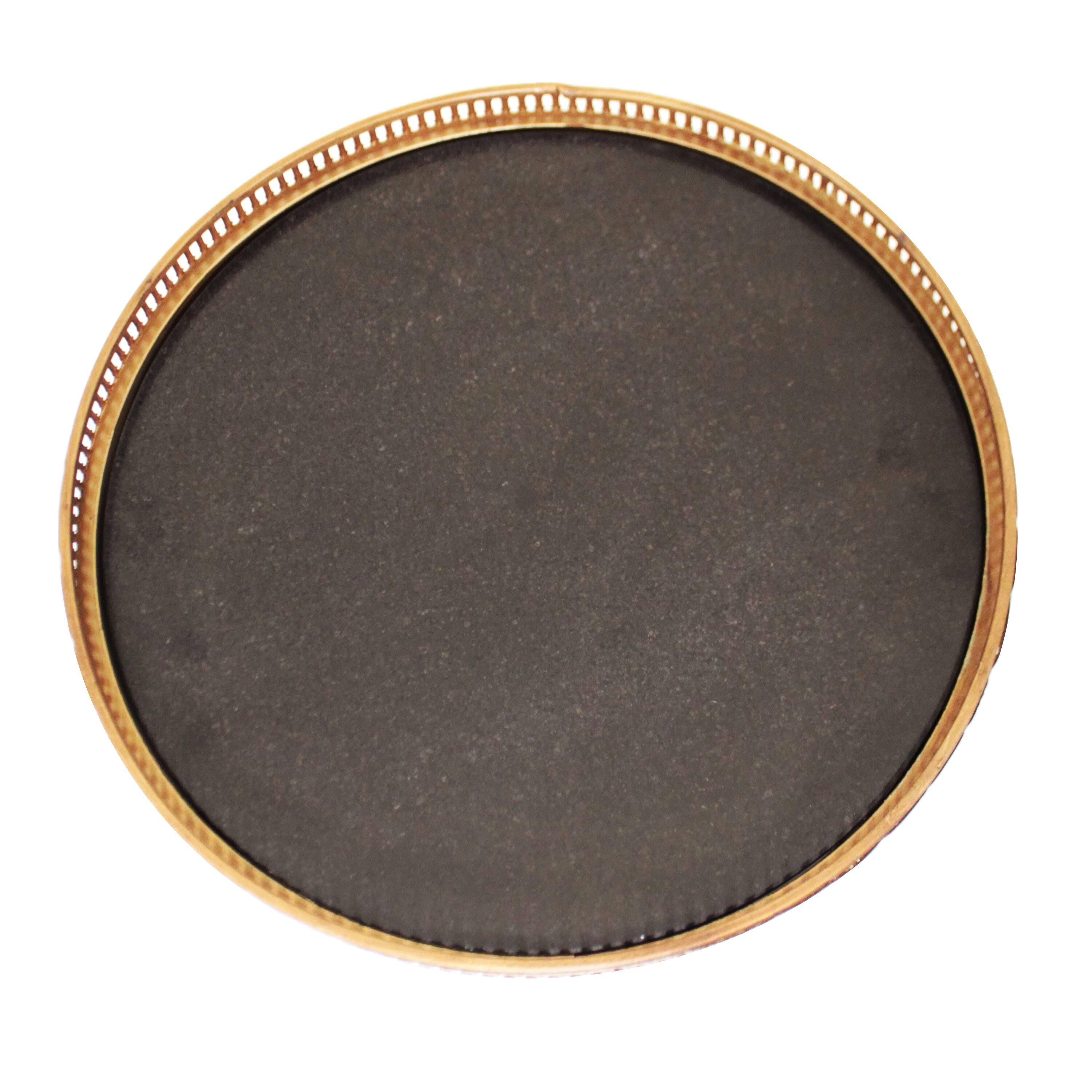 Black Metal and Marble Accent Table C343
