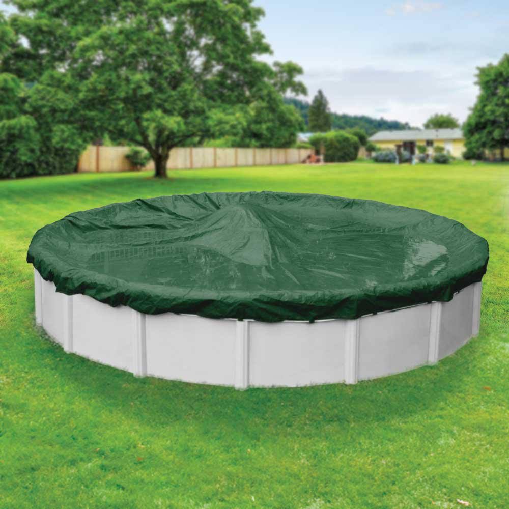 Forest Green Winter Pool Cover for Round Above Ground Swimming Pools, 30-ft. Round Pool F682