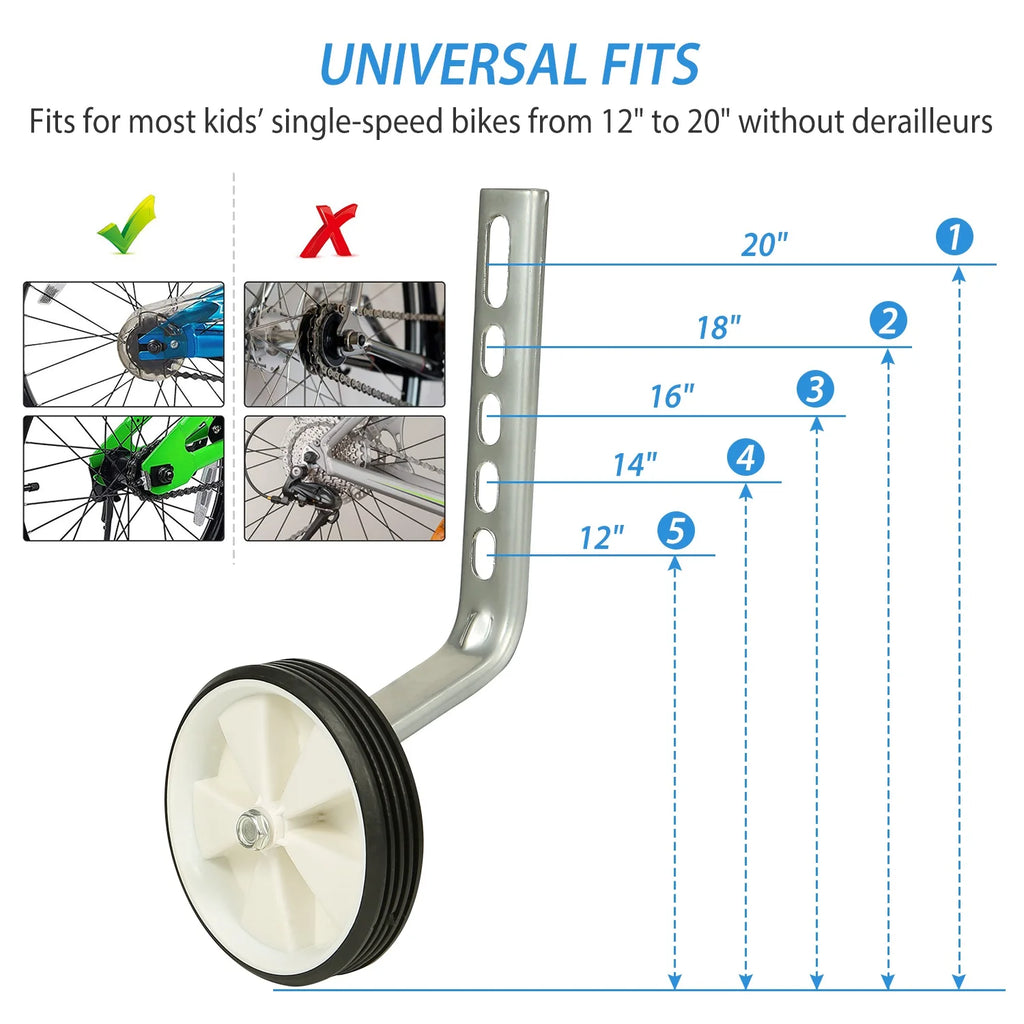 Children Bicycle Training Wheels with Adjustable Stabilizer Kit for 12"-20" Bike J655